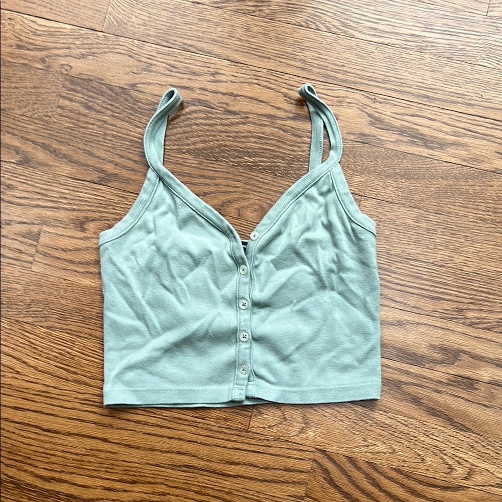 Brandy Melville Green Sleeveless Crop Tank Top